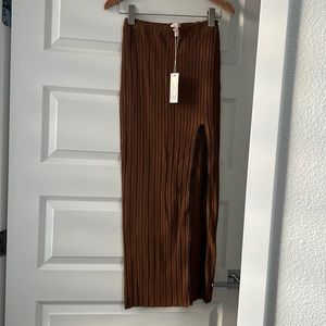 Rebecca Taylor Chocolate Brown Maxi Skirt with Slit S